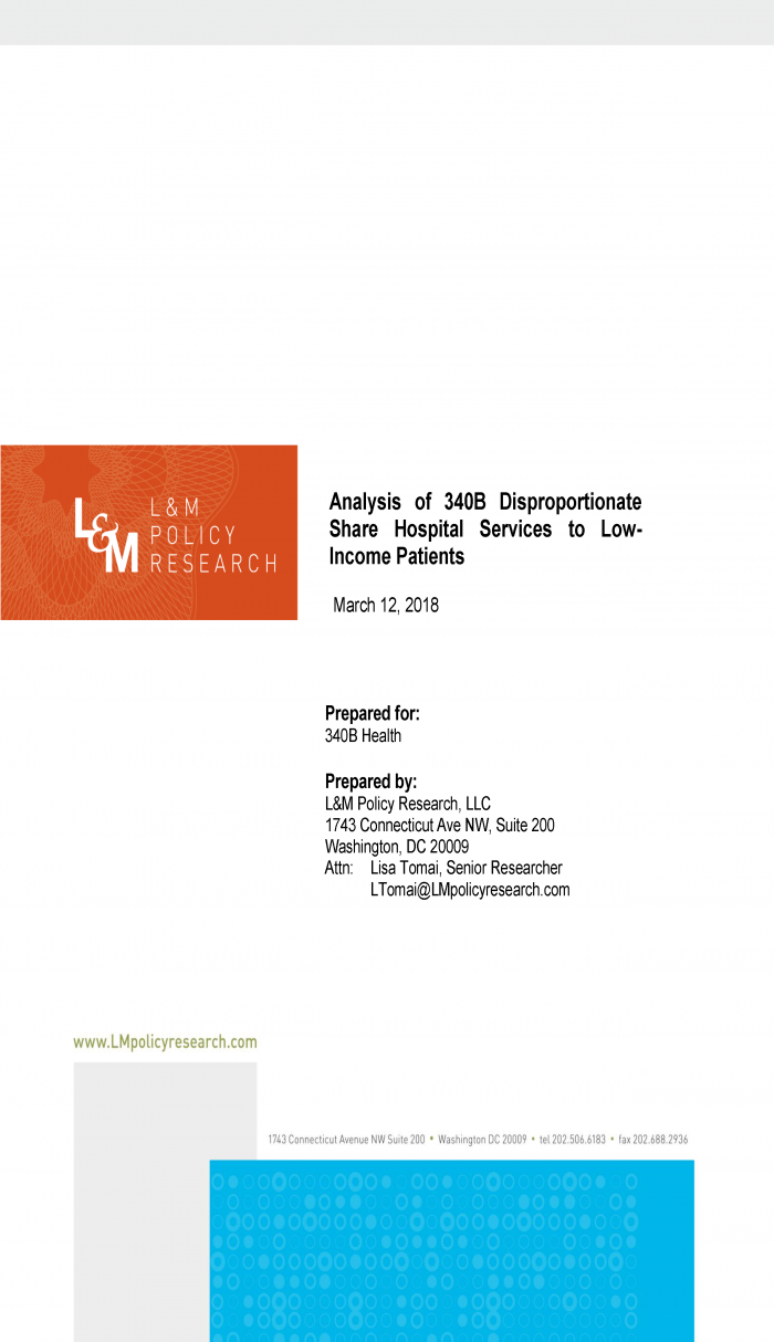 Analysis Of 340B Disproportionate Share Hospital Services To Low-Income ...